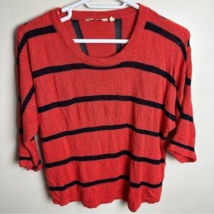 Soft Surroundings Venice Tunic Sweater Women's Size 1X Orange Navy Striped Boxy